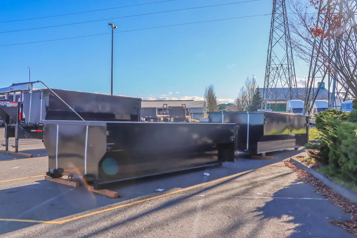 Roll-off dumpster ready for waste disposal at job site for 8 Yard Dumpster Rental in Edgewater